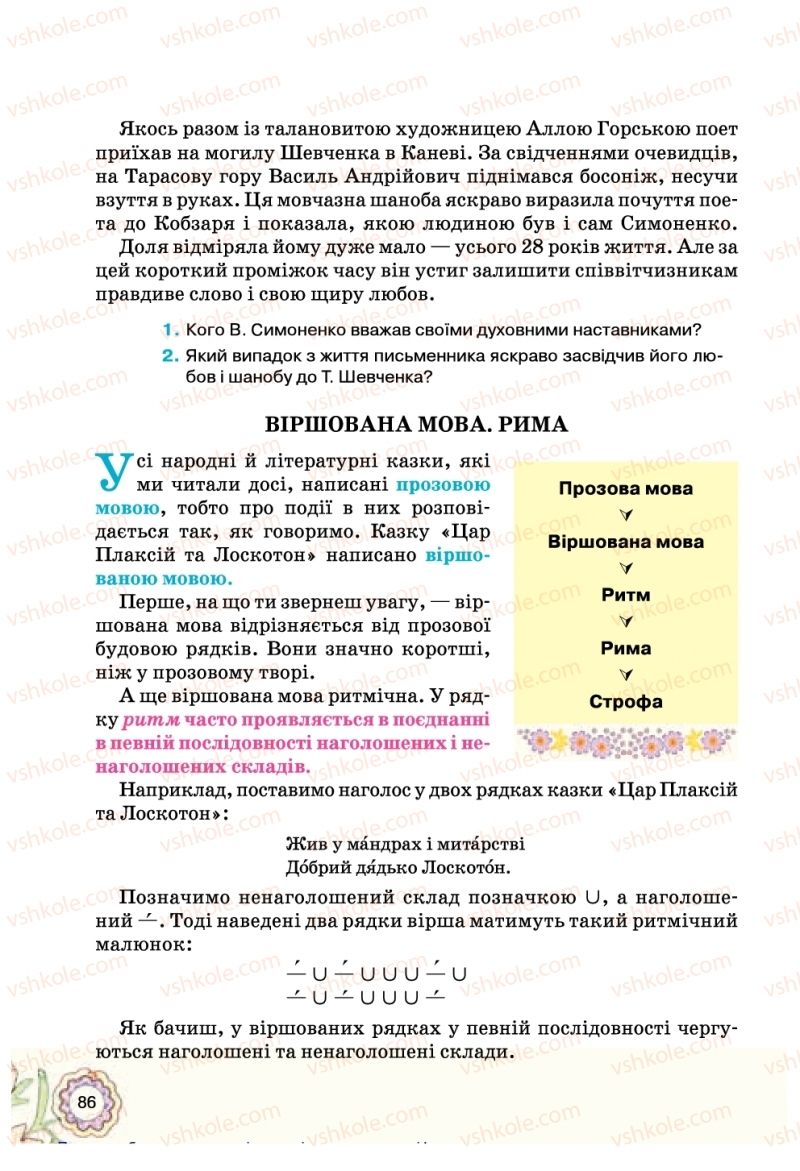 Страница 86 | Підручник Українська література 5 клас Л.Т. Коваленко 2018