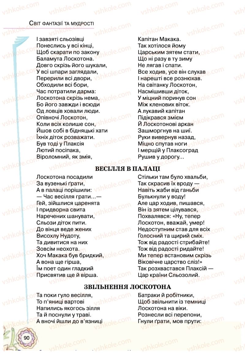 Страница 90 | Підручник Українська література 5 клас Л.Т. Коваленко 2018