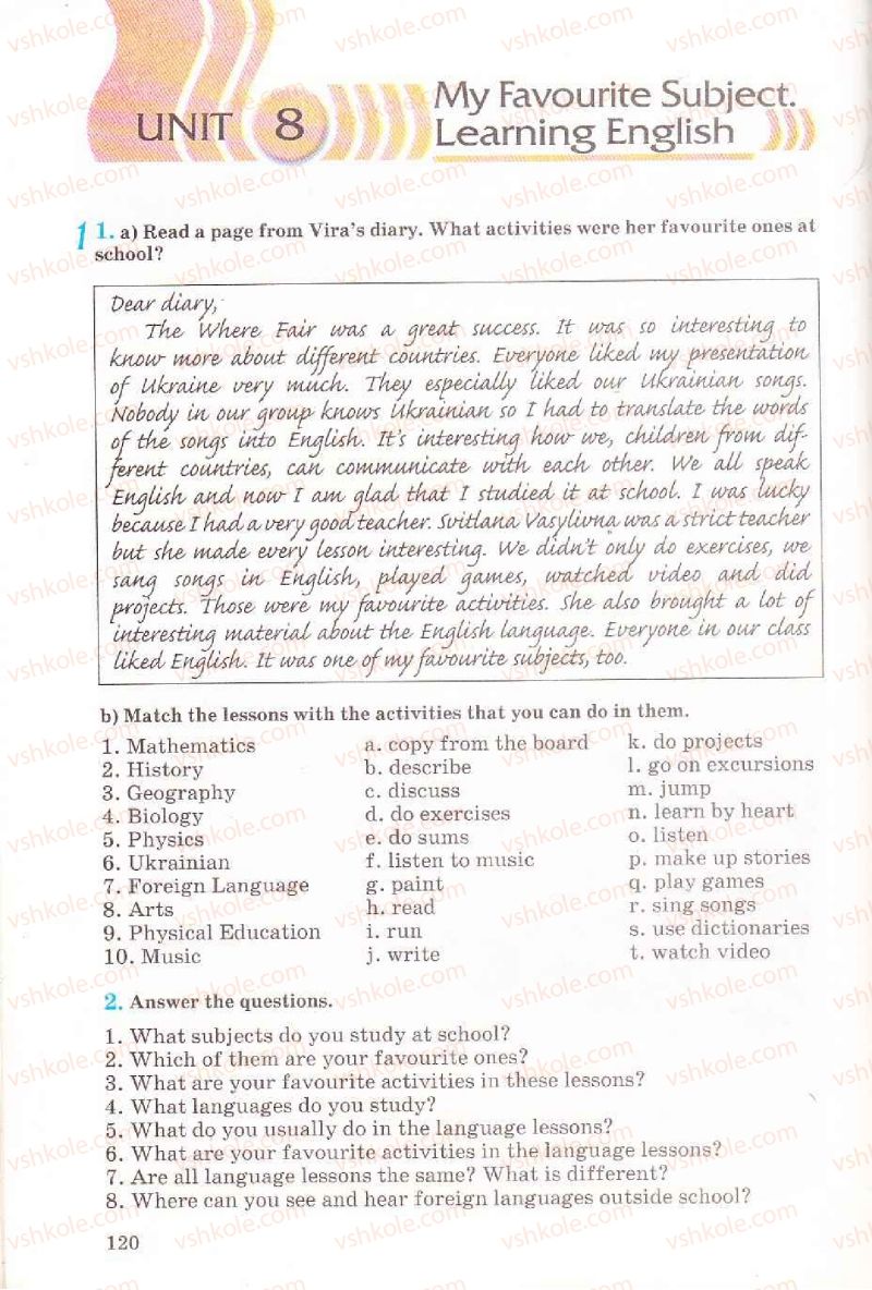 Страница 120 | Підручник Англiйська мова 6 клас Л.В. Биркун 2006