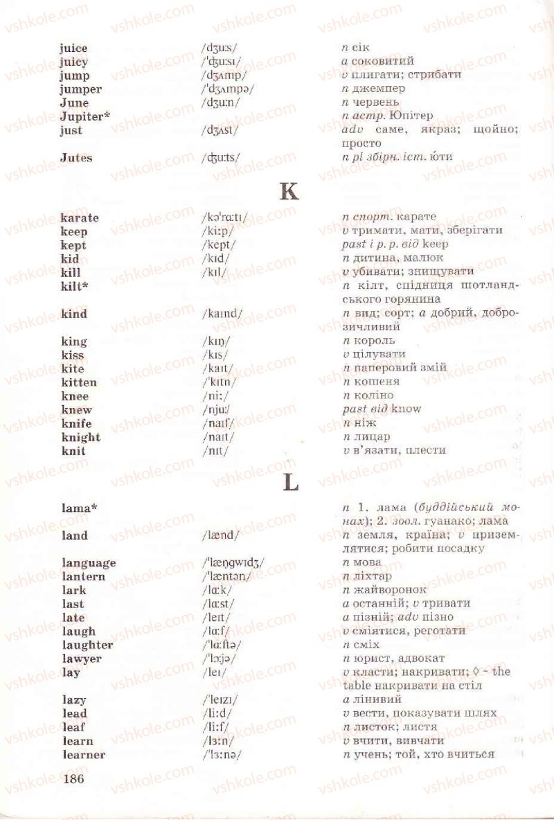 Страница 186 | Підручник Англiйська мова 6 клас Л.В. Биркун 2006