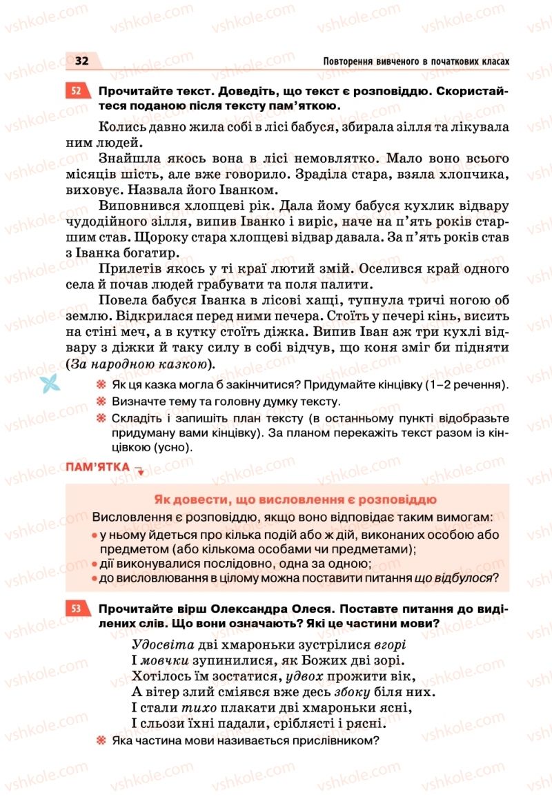 Страница 32 | Підручник Українська мова 5 клас О.П. Глазова 2018