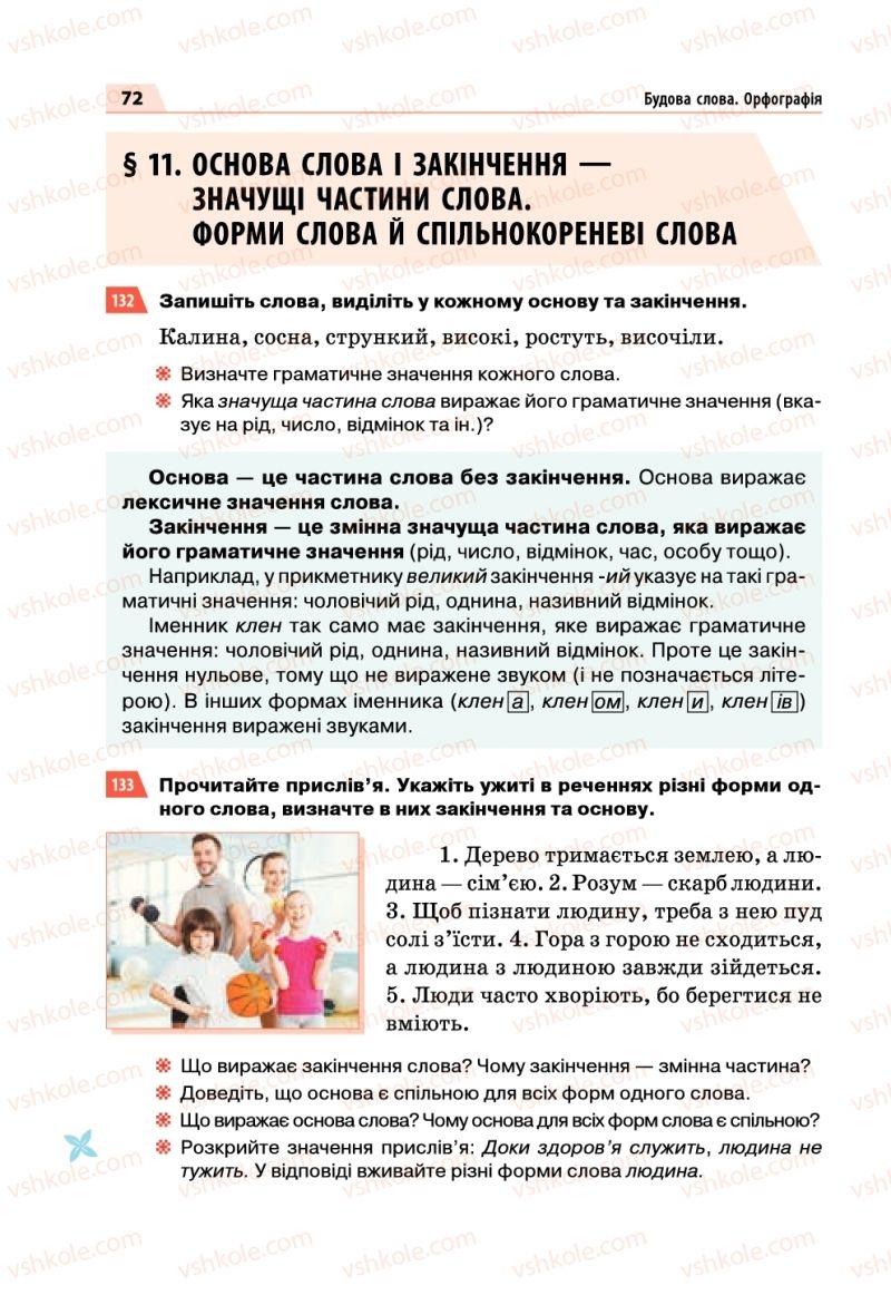 Страница 72 | Підручник Українська мова 5 клас О.П. Глазова 2018