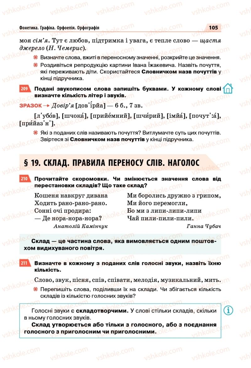 Страница 105 | Підручник Українська мова 5 клас О.П. Глазова 2018