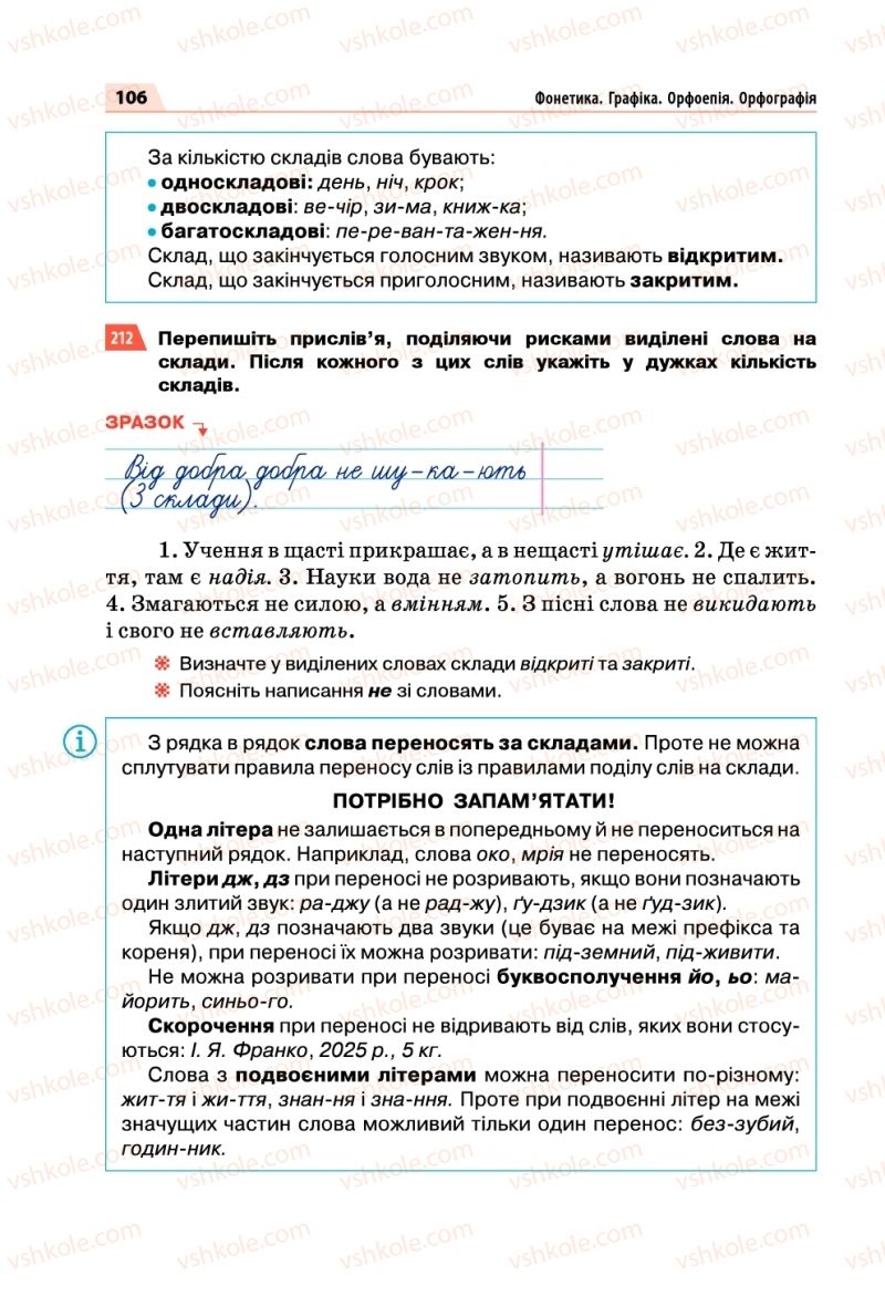 Страница 106 | Підручник Українська мова 5 клас О.П. Глазова 2018