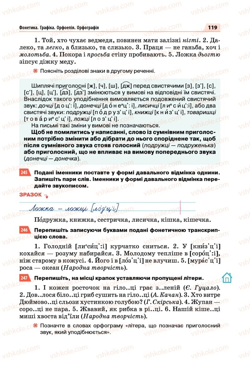 Страница 119 | Підручник Українська мова 5 клас О.П. Глазова 2018