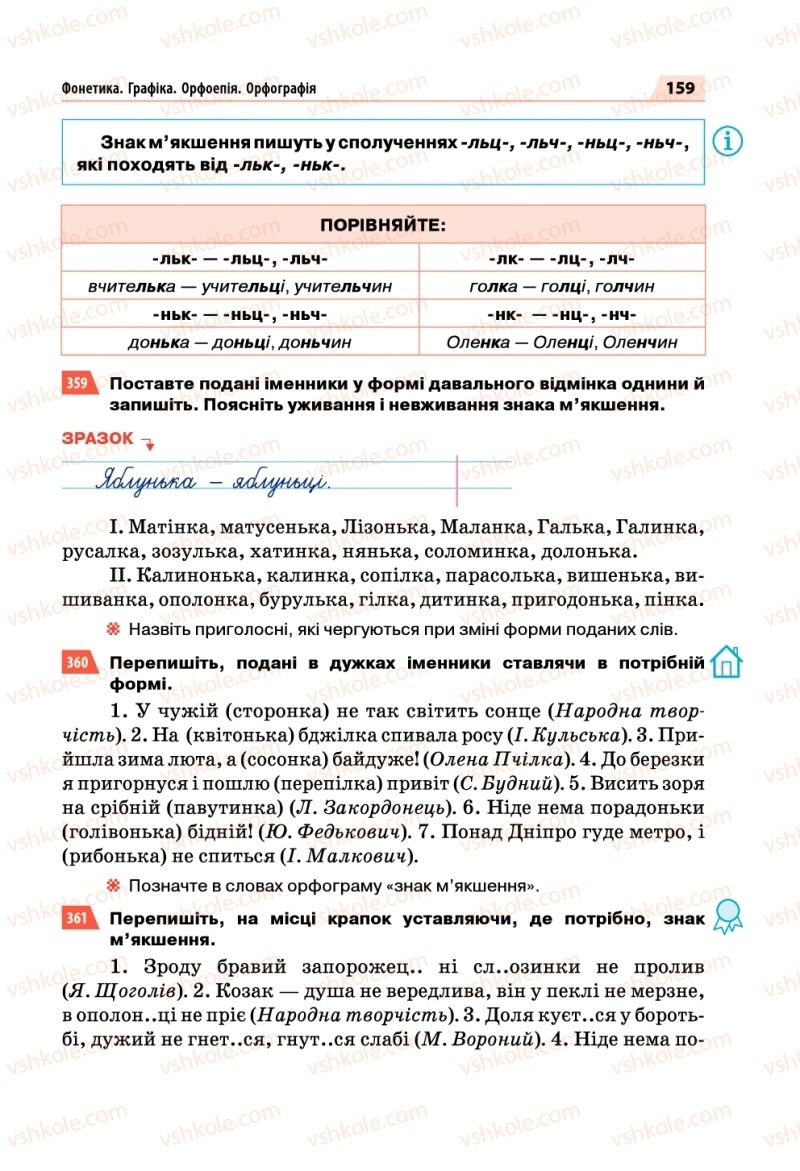 Страница 159 | Підручник Українська мова 5 клас О.П. Глазова 2018