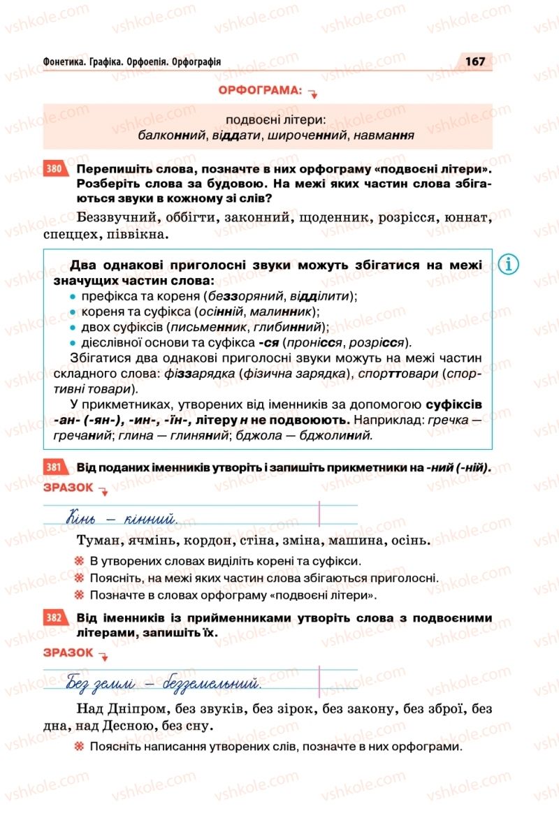 Страница 167 | Підручник Українська мова 5 клас О.П. Глазова 2018