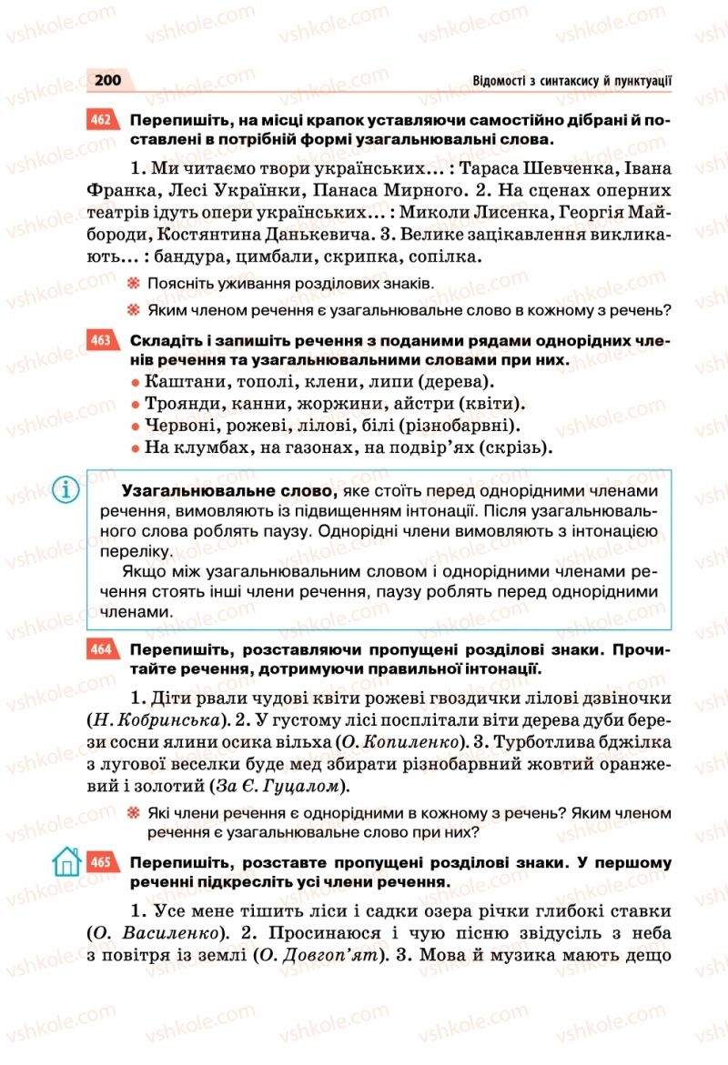 Страница 200 | Підручник Українська мова 5 клас О.П. Глазова 2018