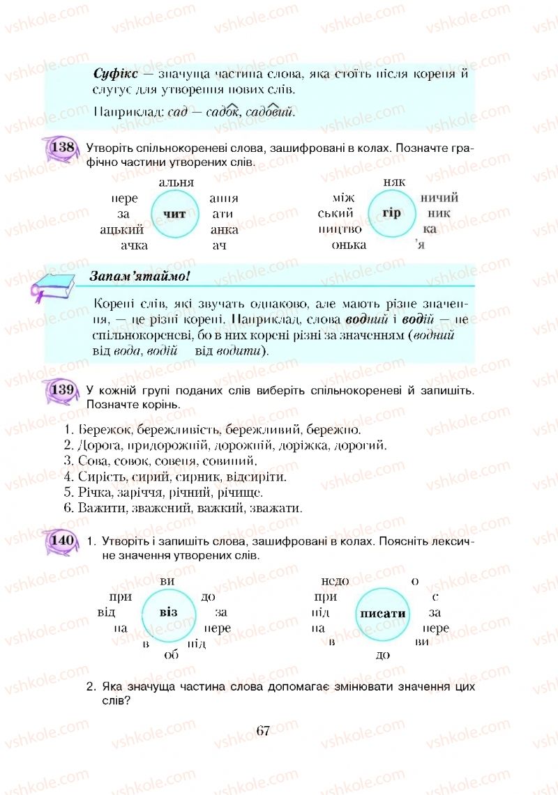 Страница 67 | Підручник Українська мова 5 клас С.Я. Єрмоленко, В.Т. Сичова 2018