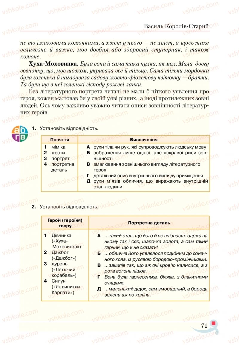 Страница 71 | Підручник Українська література 5 клас О.М. Авраменко  2018