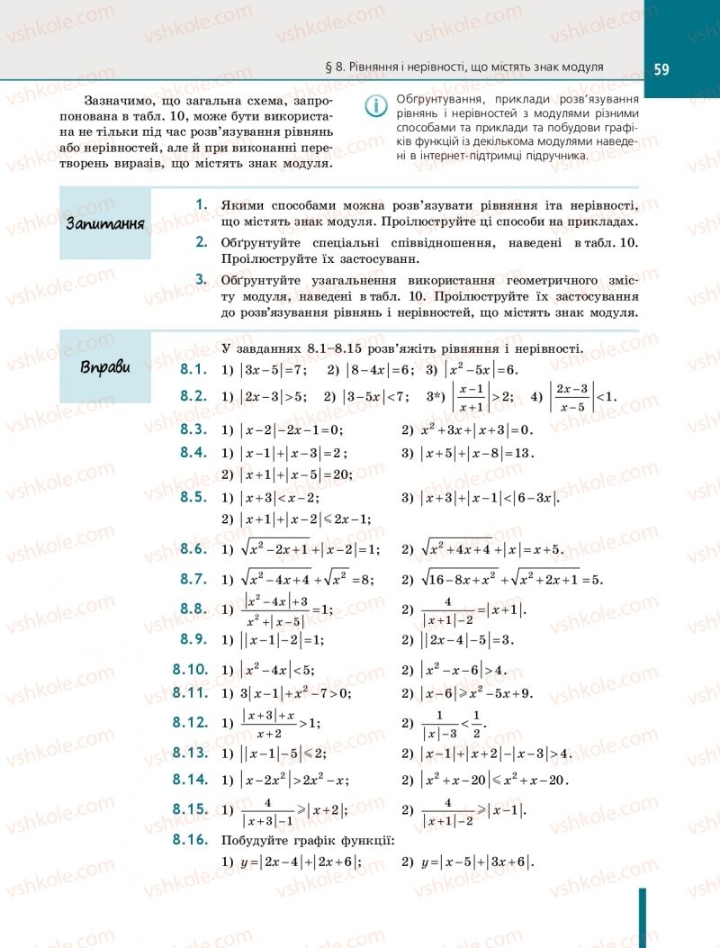 Страница 59 | Підручник Алгебра 10 клас Є.П. Нелін 2018 Профільний рівень
