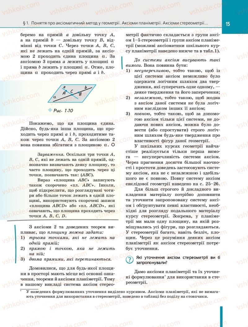 Страница 15 | Підручник Геометрія 10 клас Є.П. Нелін 2018