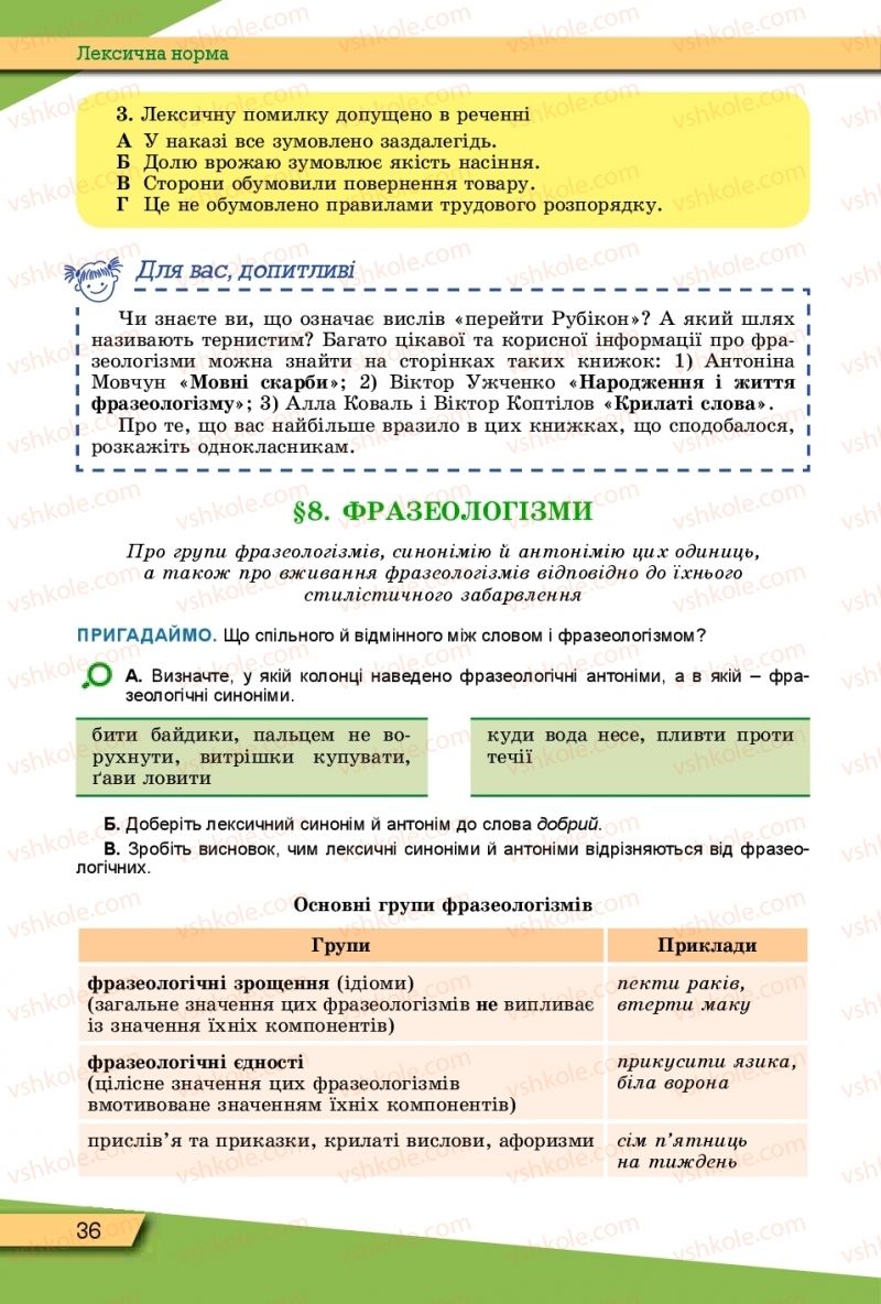 Страница 36 | Підручник Українська мова 10 клас О.В. Заболотний, В.В. Заболотний 2018 Рівень стандарту