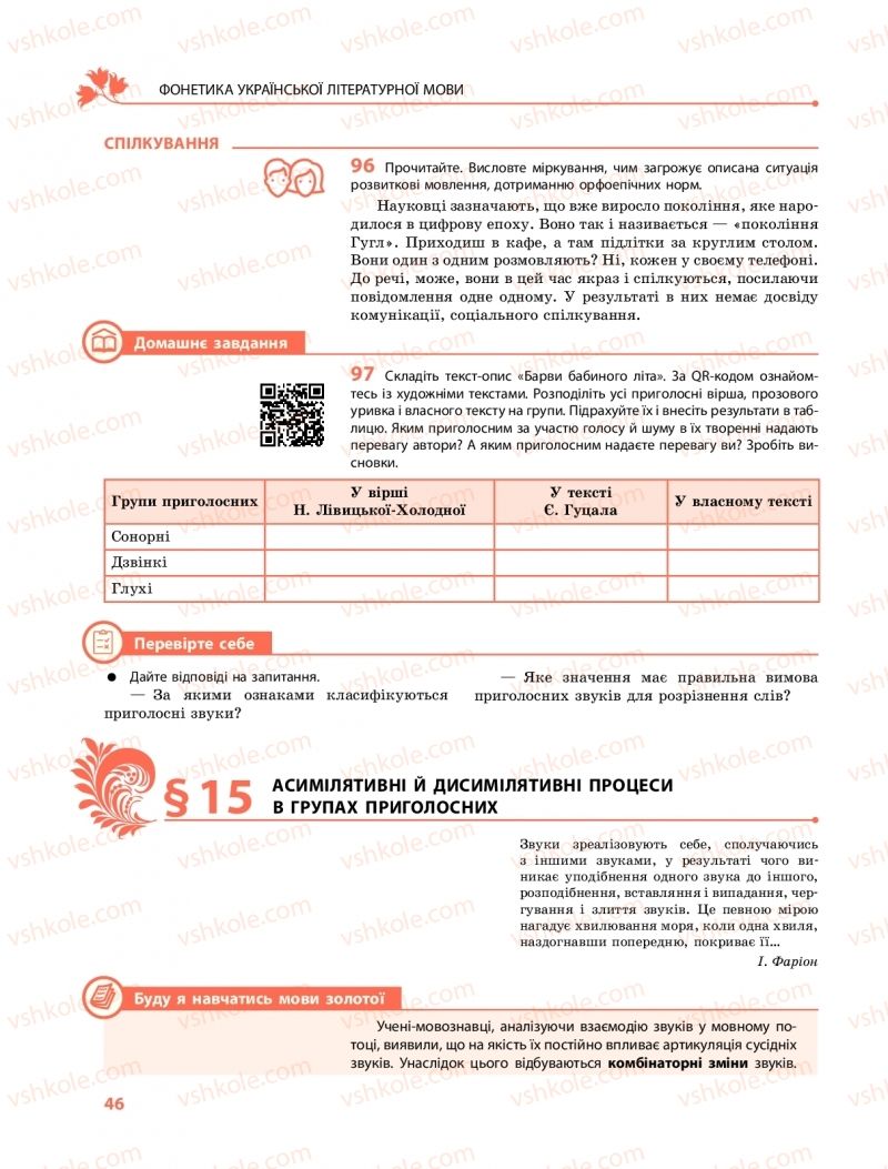 Страница 46 | Підручник Українська мова 10 клас С.О. Караман, О.М. Горошкіна, О.В. Караман 2018 Профільний рівень