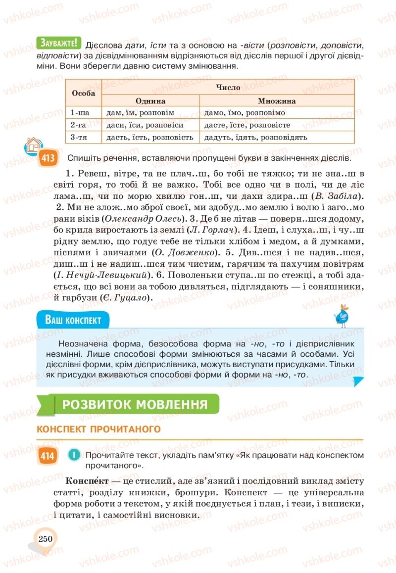 Страница 250 | Підручник Українська мова 10 клас А.А. Ворон, В.А. Солопенко 2018