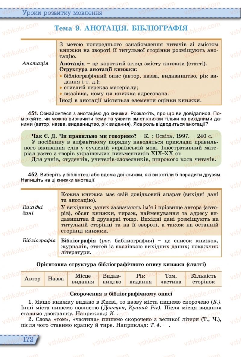 Страница 172 | Підручник Українська мова 10 клас О.В. Заболотний, В.В. Заболотний 2018 На російській мові