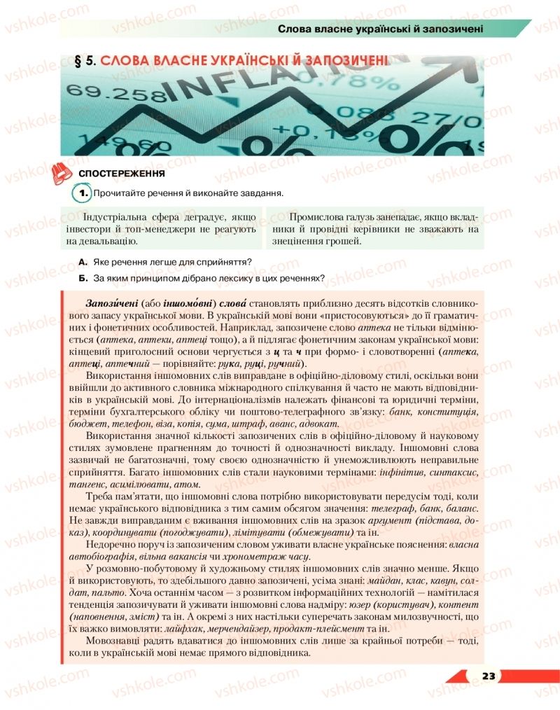 Страница 23 | Підручник Українська мова 10 клас О.М. Авраменко 2018