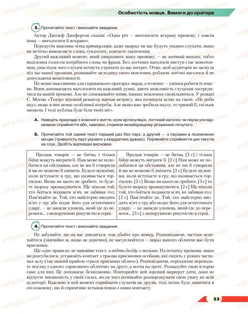 Страница 53 | Підручник Українська мова 10 клас О.М. Авраменко 2018
