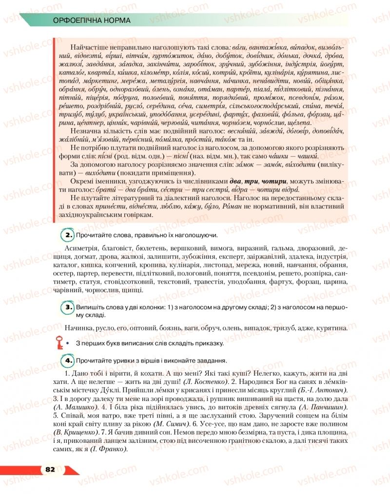 Страница 82 | Підручник Українська мова 10 клас О.М. Авраменко 2018