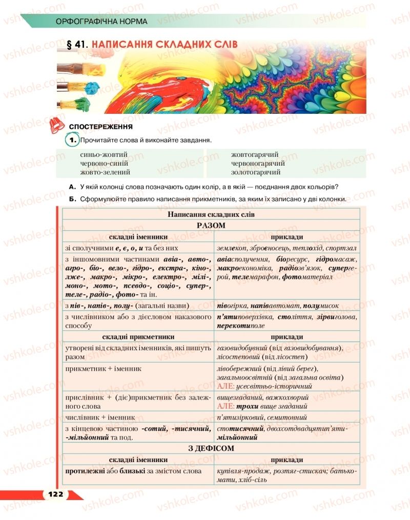 Страница 122 | Підручник Українська мова 10 клас О.М. Авраменко 2018