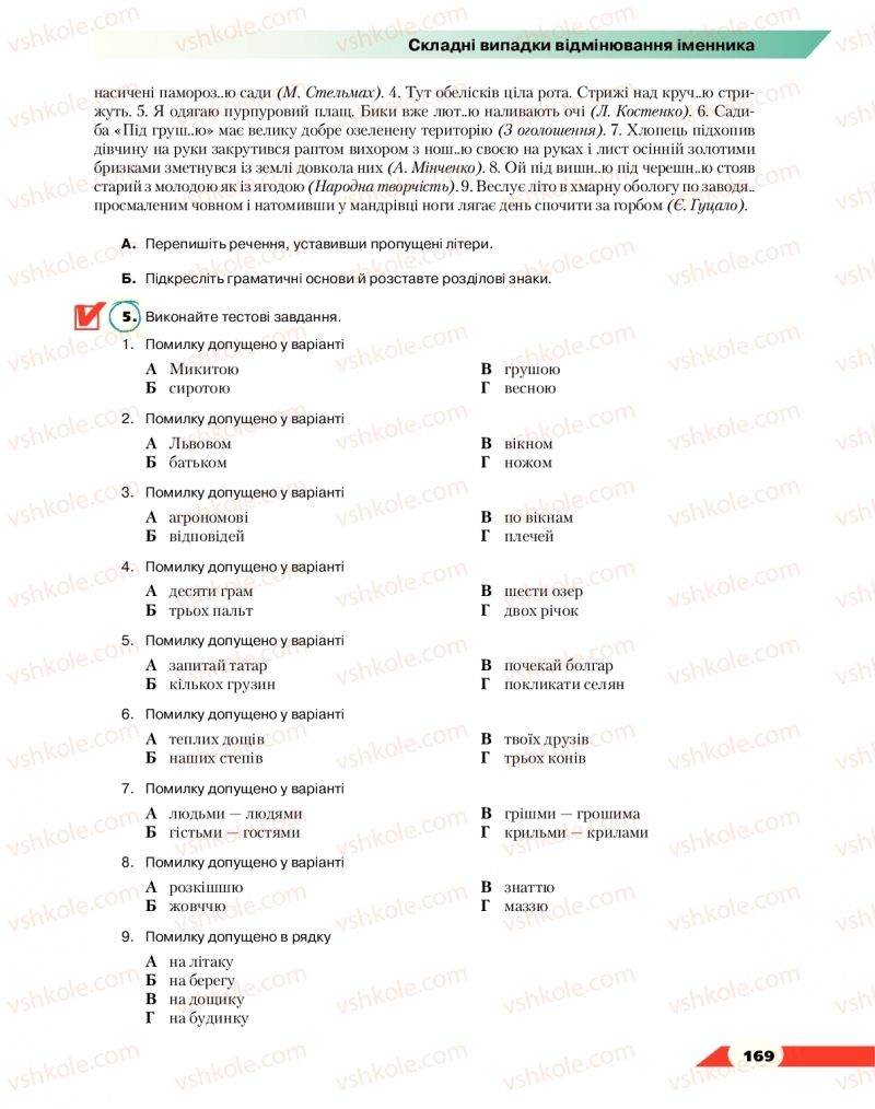 Страница 169 | Підручник Українська мова 10 клас О.М. Авраменко 2018