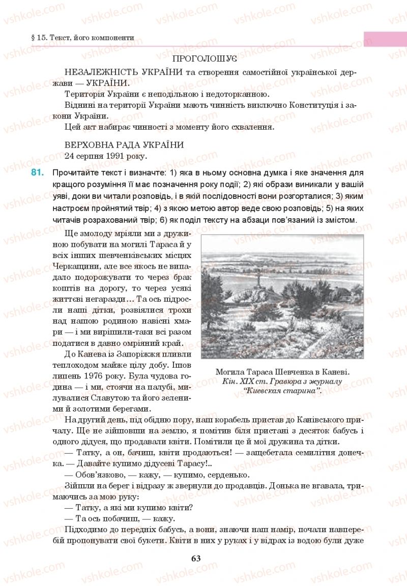 Страница 63 | Підручник Українська мова 10 клас І.П. Ющук 2018