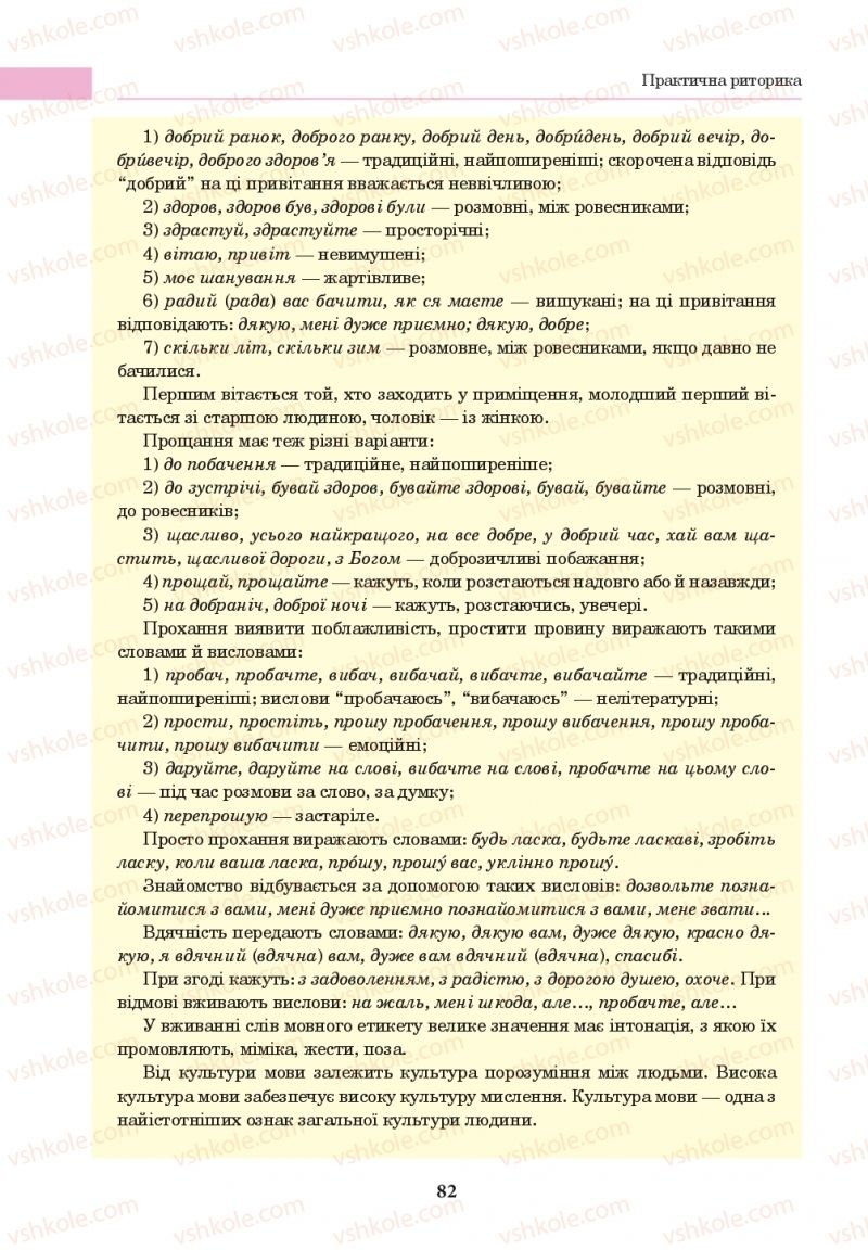 Страница 82 | Підручник Українська мова 10 клас І.П. Ющук 2018