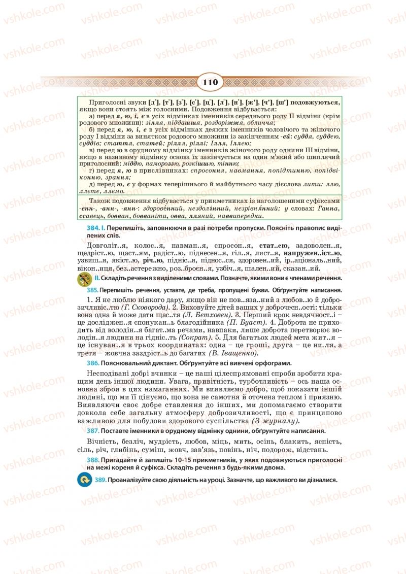 Страница 110 | Підручник Українська мова 10 клас Н.Б. Голуб, В.І. Новосьолова 2018