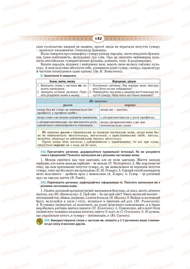 Страница 142 | Підручник Українська мова 10 клас Н.Б. Голуб, В.І. Новосьолова 2018