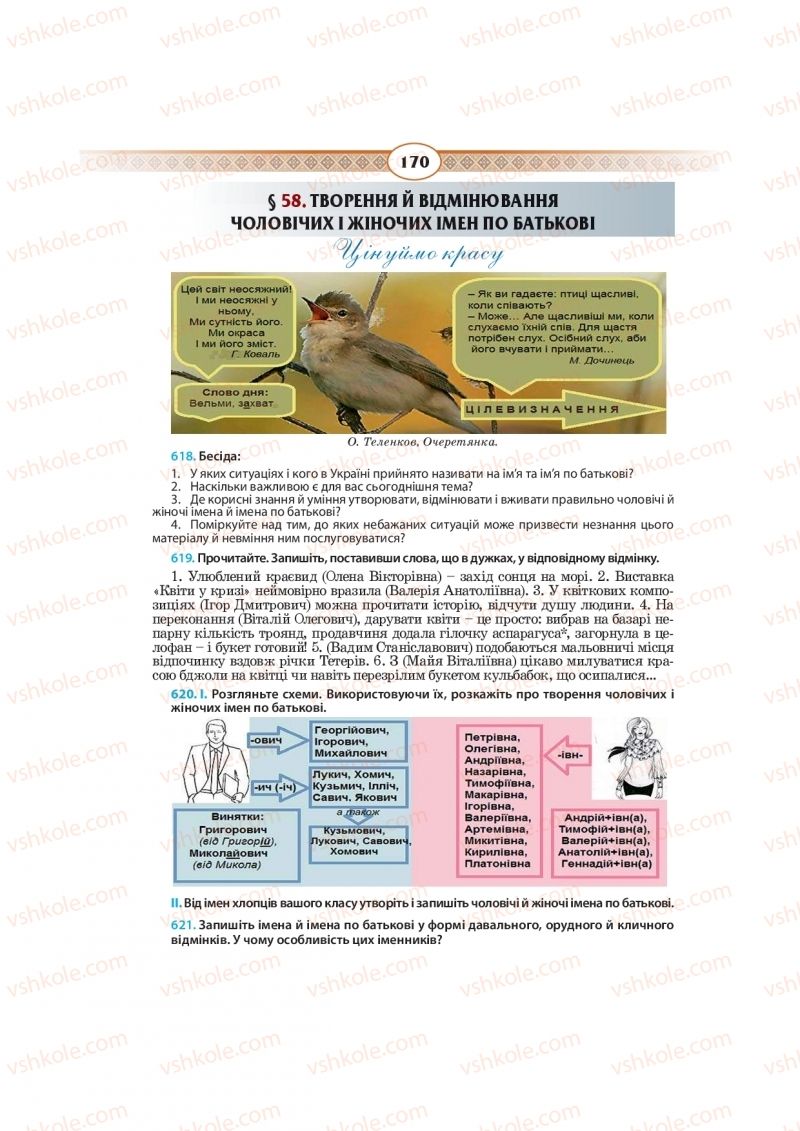 Страница 170 | Підручник Українська мова 10 клас Н.Б. Голуб, В.І. Новосьолова 2018