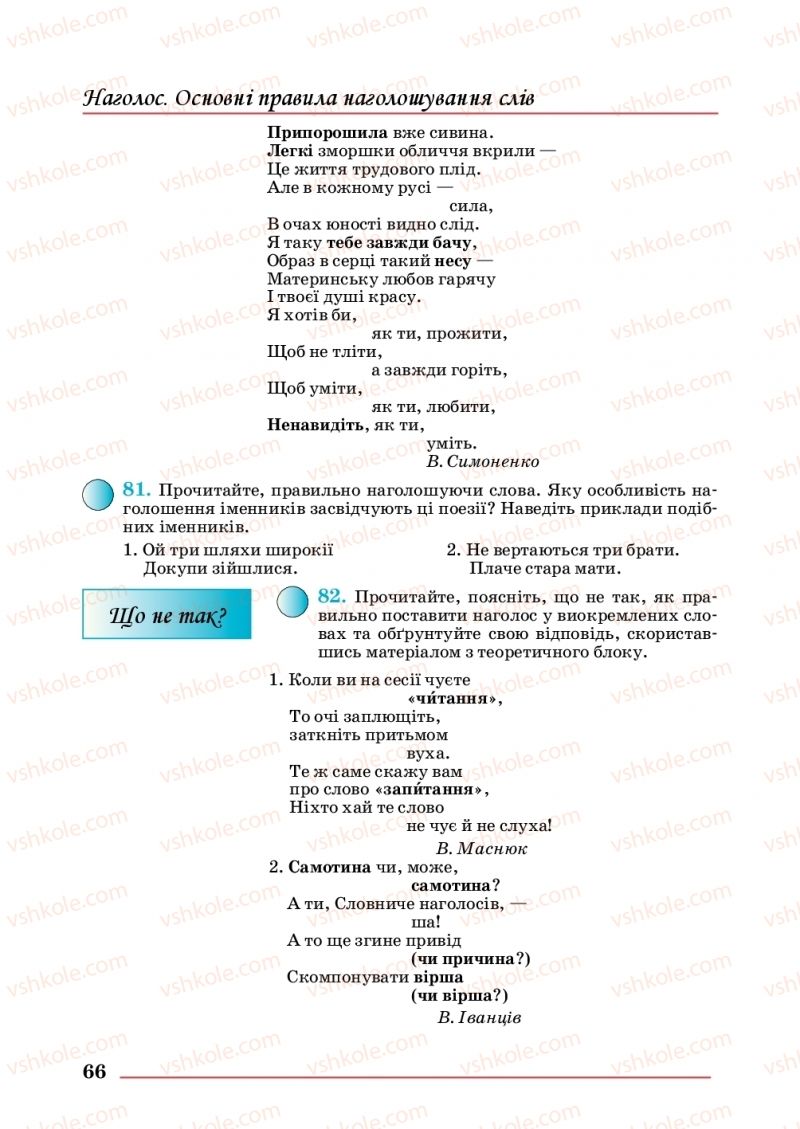 Страница 66 | Підручник Українська мова 10 клас С.В. Шевчук 2018