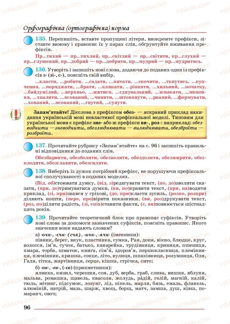 Страница 96 | Підручник Українська мова 10 клас С.В. Шевчук 2018