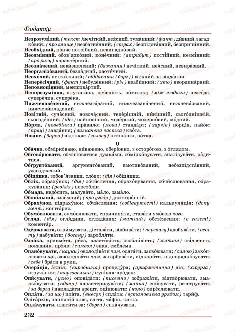 Страница 232 | Підручник Українська мова 10 клас С.В. Шевчук 2018