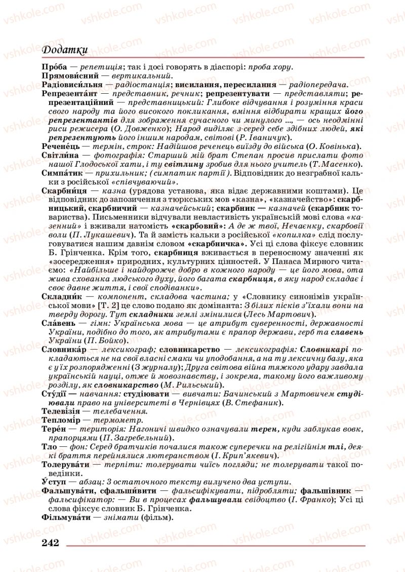 Страница 242 | Підручник Українська мова 10 клас С.В. Шевчук 2018