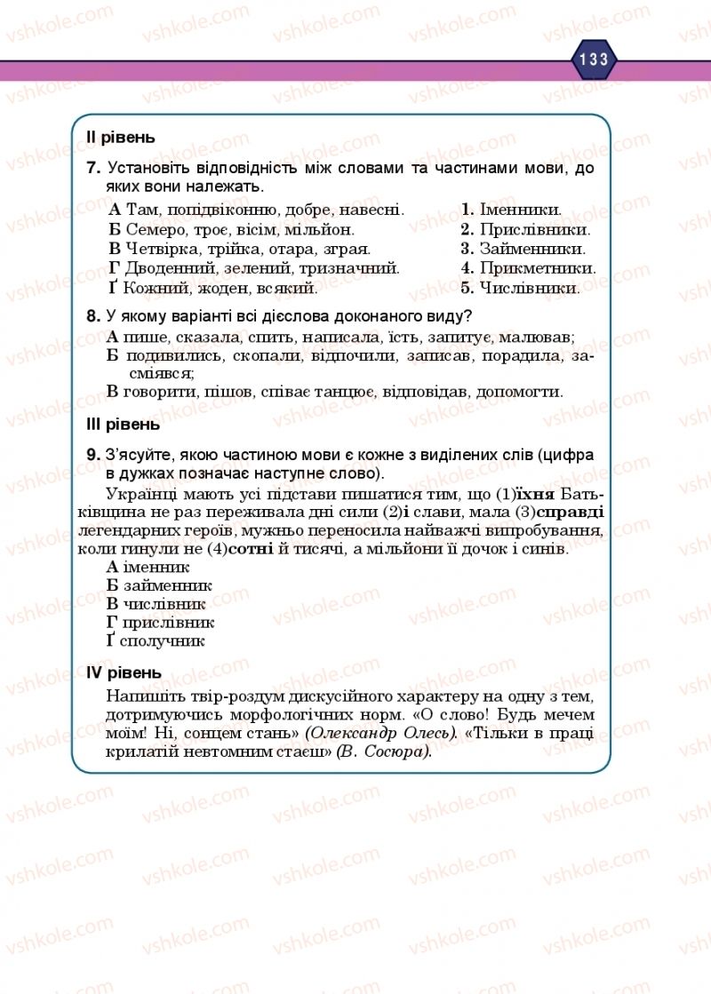 Страница 133 | Підручник Українська мова 10 клас Н.М. Тушніцка, М.Б. Пилип 2018