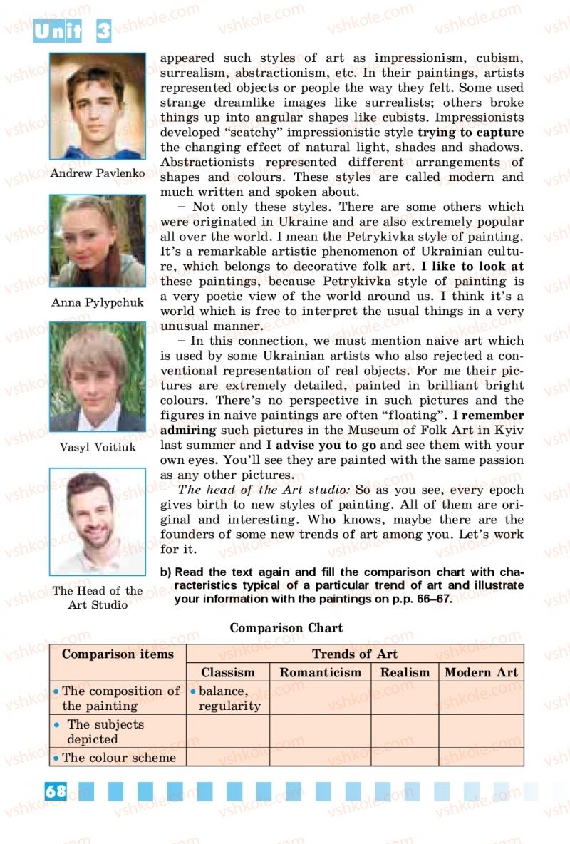 Страница 68 | Підручник Англiйська мова 10 клас Л.В. Калініна, І.В. Самойлюкевич 2018