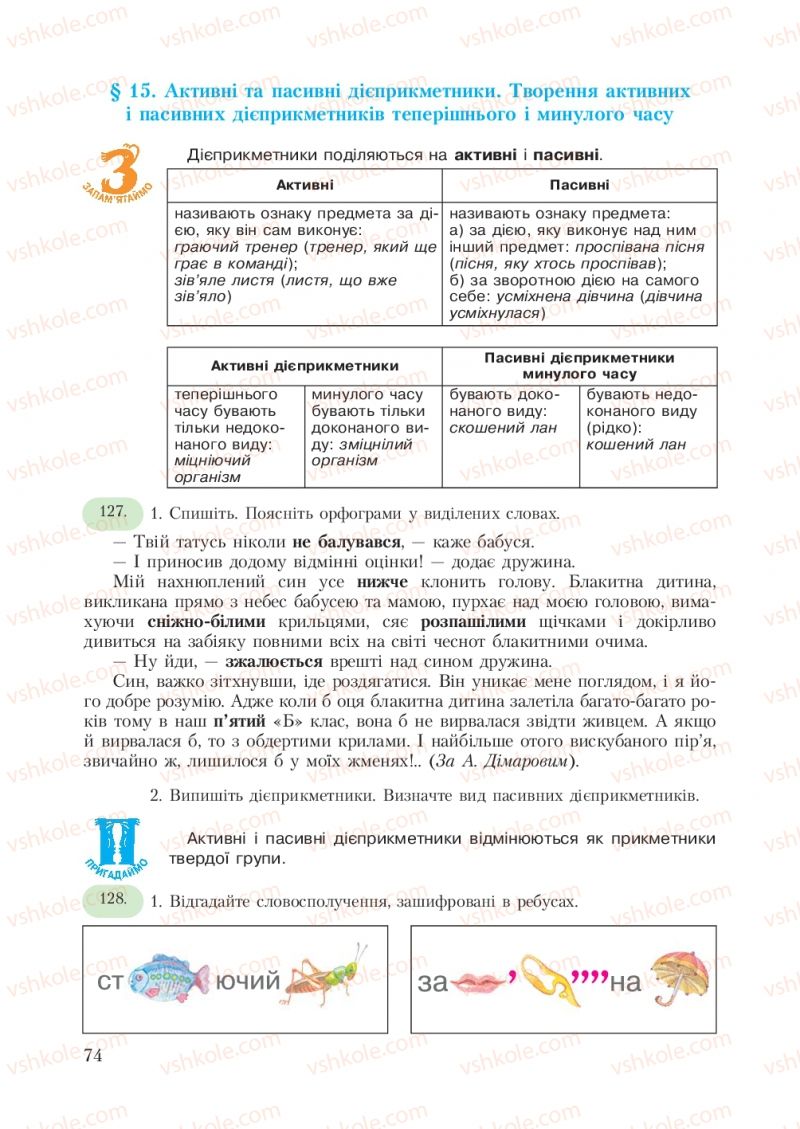 Страница 74 | Підручник Українська мова 7 клас С.Я. Єрмоленко, В.Т. Сичова 2007