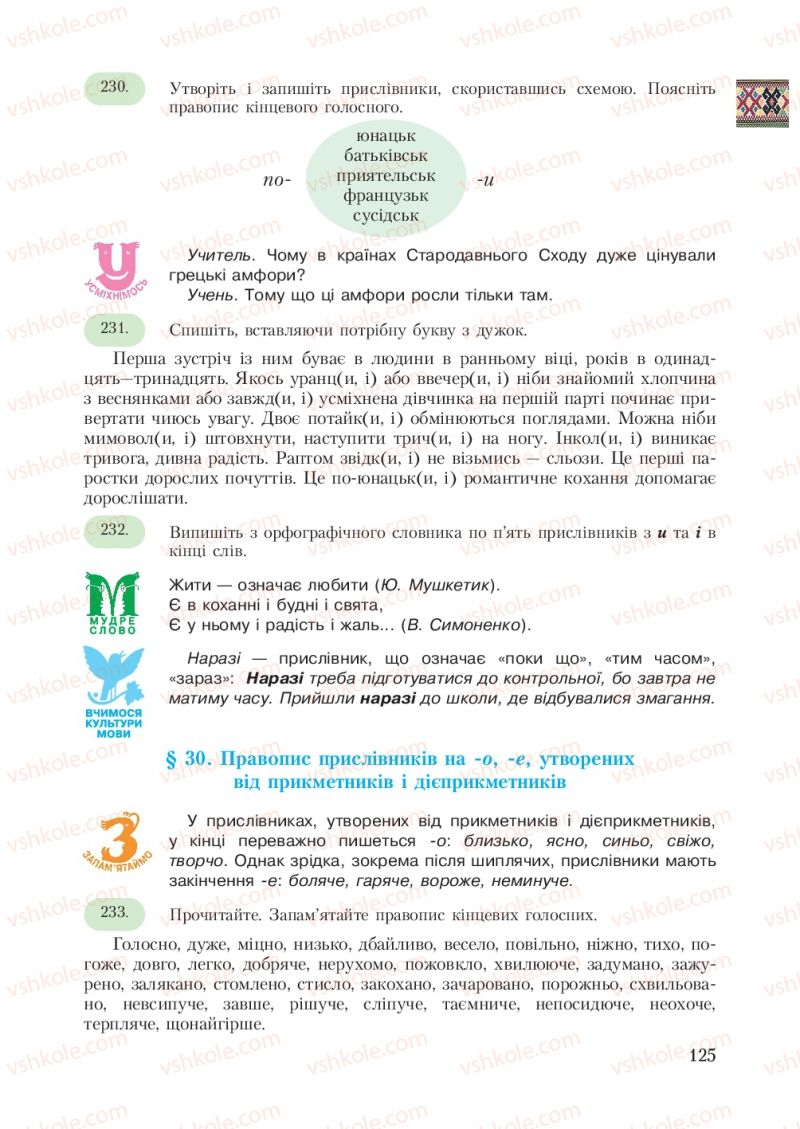 Страница 125 | Підручник Українська мова 7 клас С.Я. Єрмоленко, В.Т. Сичова 2007