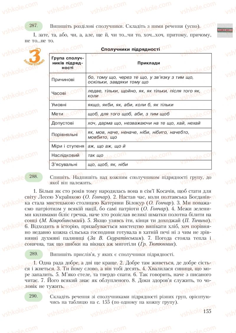 Страница 155 | Підручник Українська мова 7 клас С.Я. Єрмоленко, В.Т. Сичова 2007