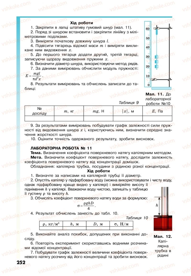 Страница 252 | Підручник Фізика 10 клас М.В. Головко, Ю.С. Мельник, Л.В. Непорожня 2018