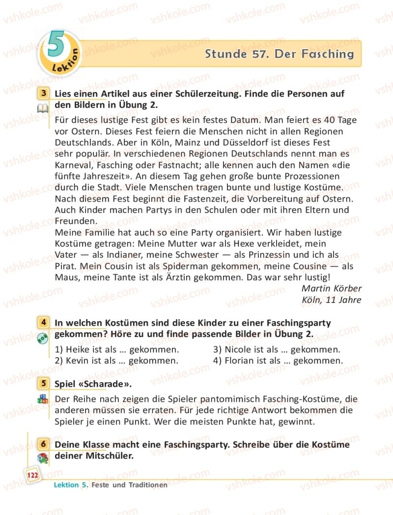 Страница 122 | Підручник Німецька мова 5 клас С.І. Сотникова, Г.В. Гоголєва 2018 5 рік навчання
