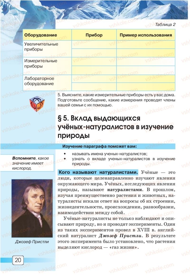 Страница 20 | Підручник Природознавство 5 клас О.Г. Ярошенко, В.М. Бойко 2018 На російській мові