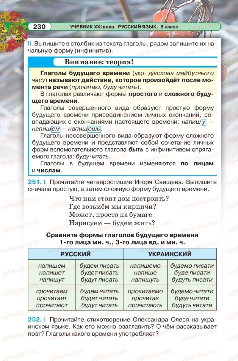 Страница 230 | Підручник Русский язык 5 клас Л.В. Давидюк 2018