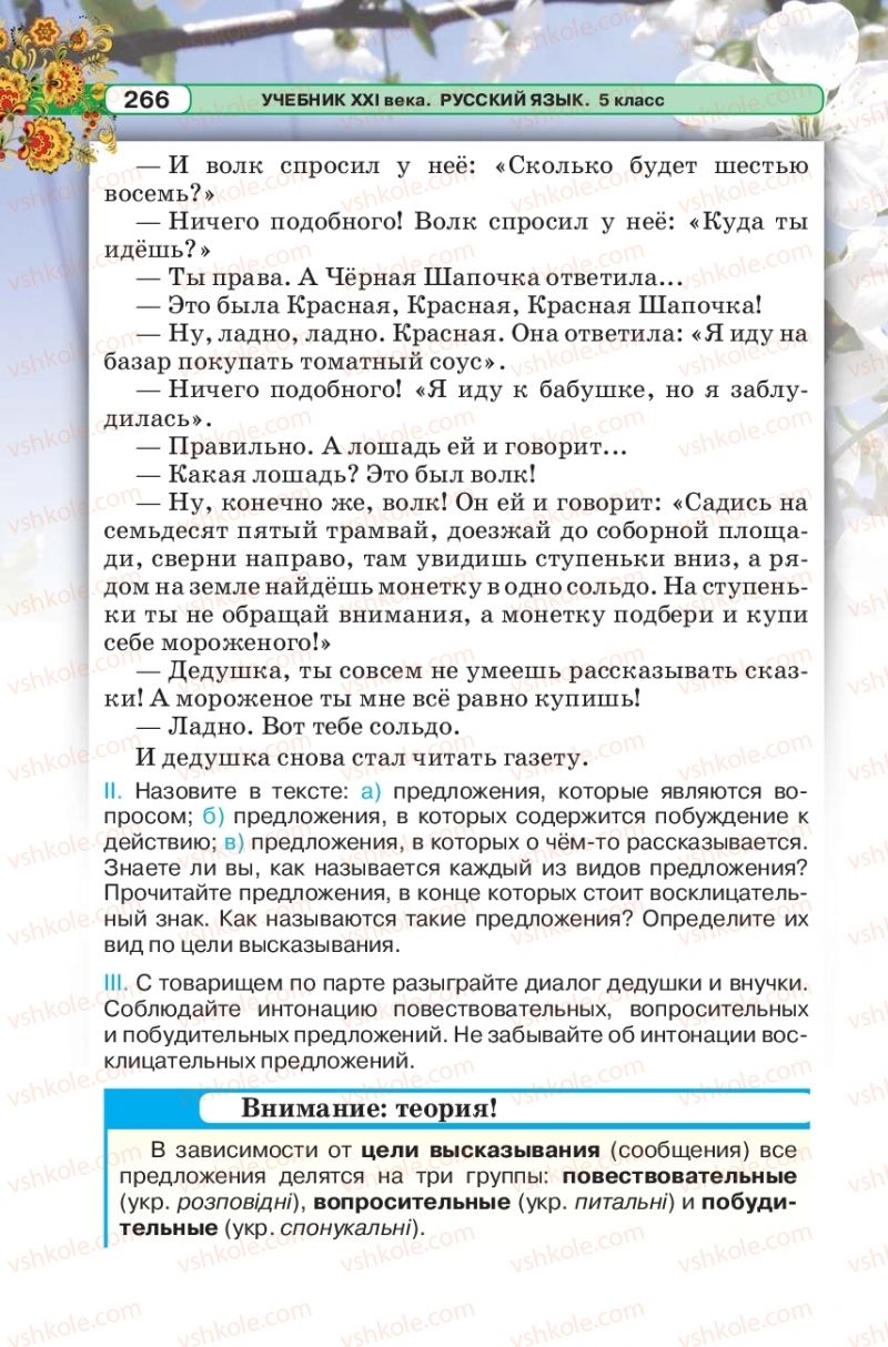 Страница 266 | Підручник Русский язык 5 клас Л.В. Давидюк 2018
