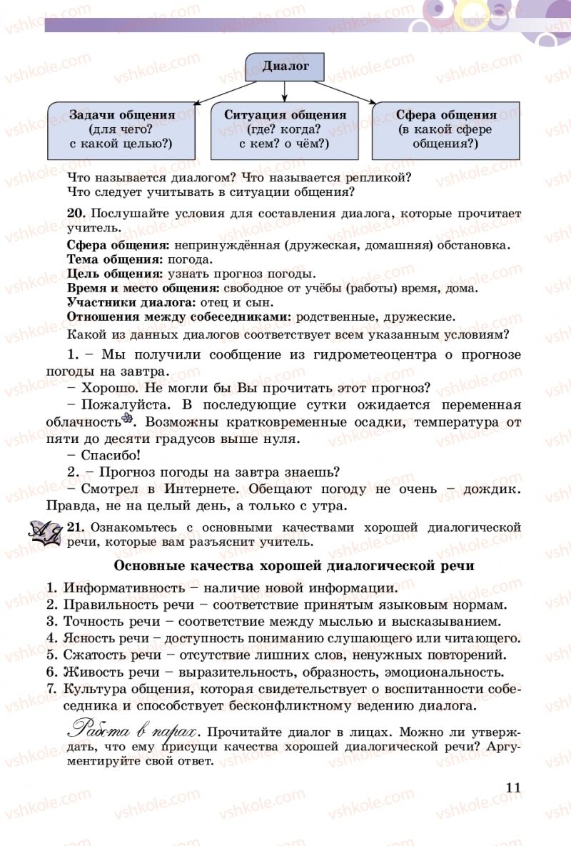 Страница 11 | Підручник Русский язык 5 клас Т.М. Полякова, Е.И. Самонова 2018